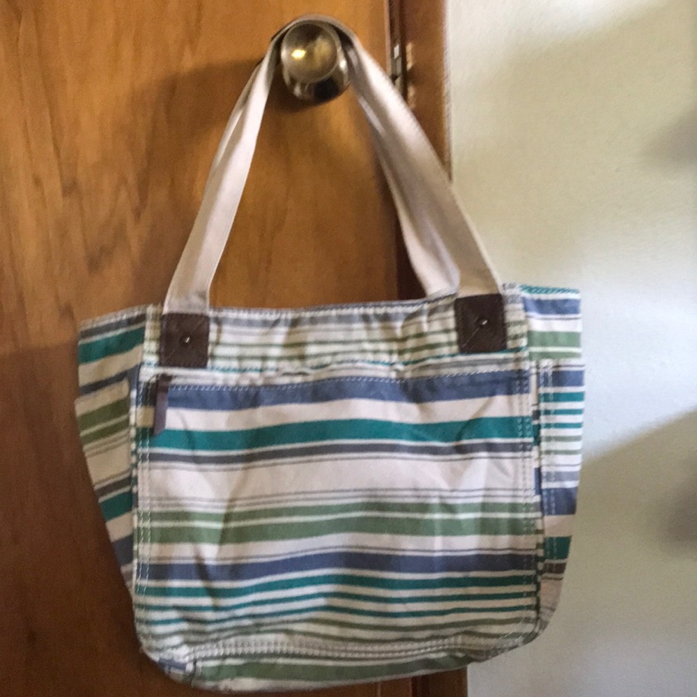 🏝Striped canvas tote bag with pockets